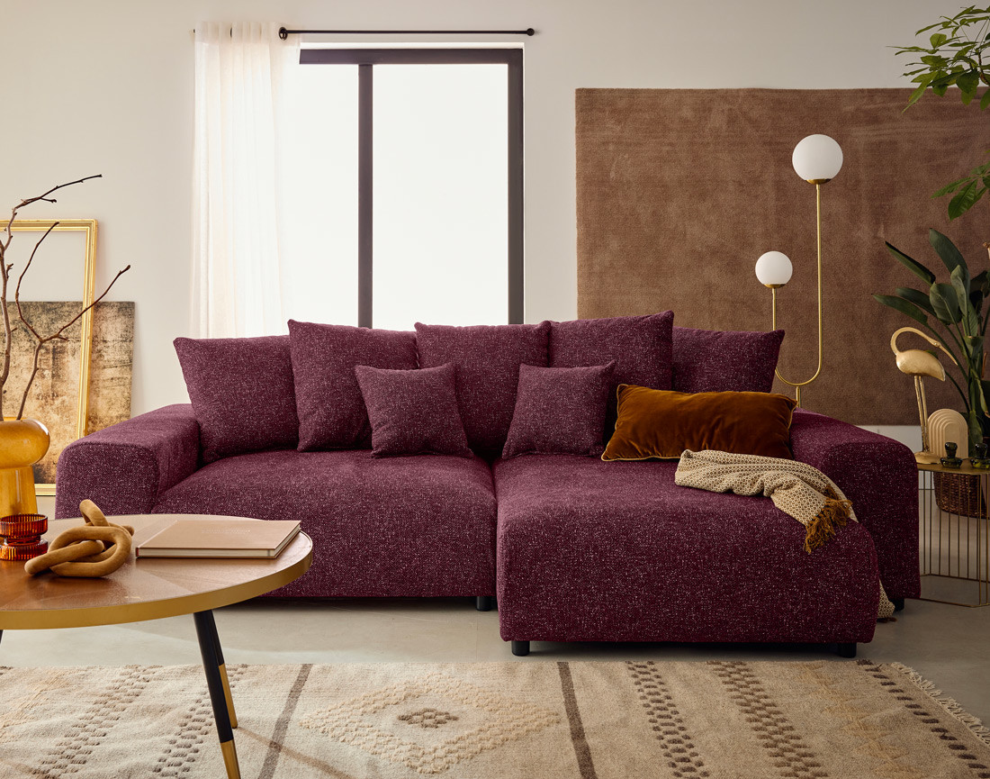 Canapé d'angle réversible convertible coffre en tissu moucheté Spice