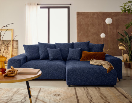 Canapé d'angle réversible convertible coffre en tissu moucheté Spice