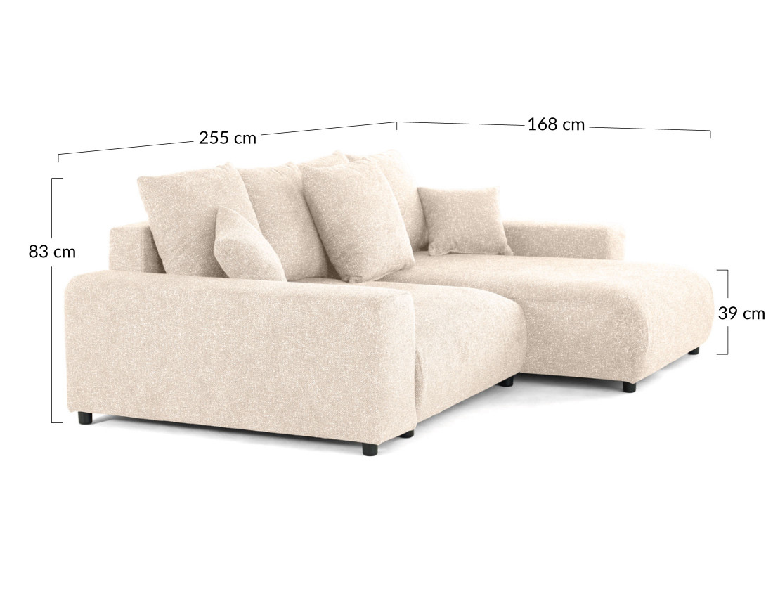 Canapé d'angle réversible convertible coffre en tissu moucheté Spice