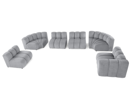 Canapé modulable panoramique d'angle gauche 7 places en tissu texturé Debbie