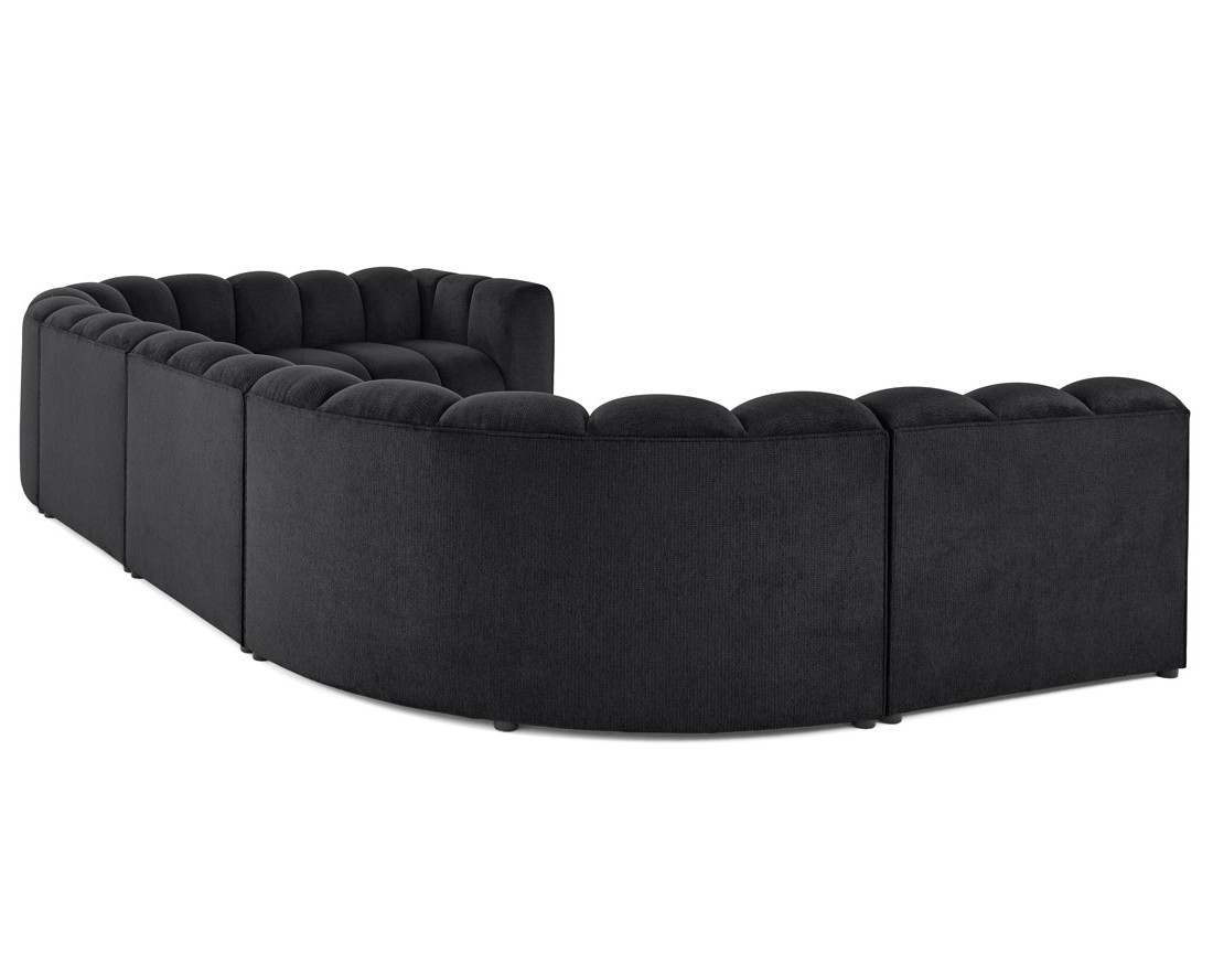 Canapé modulable panoramique d'angle gauche 7 places en tissu texturé Debbie