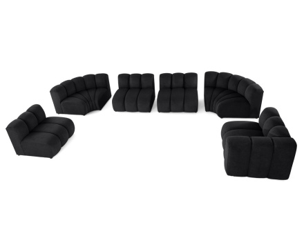 Canapé modulable panoramique d'angle gauche 7 places en tissu texturé Debbie