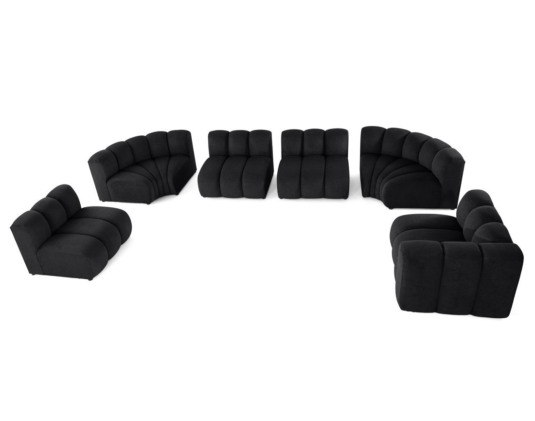 Canapé modulable panoramique d'angle gauche 7 places en tissu texturé Debbie