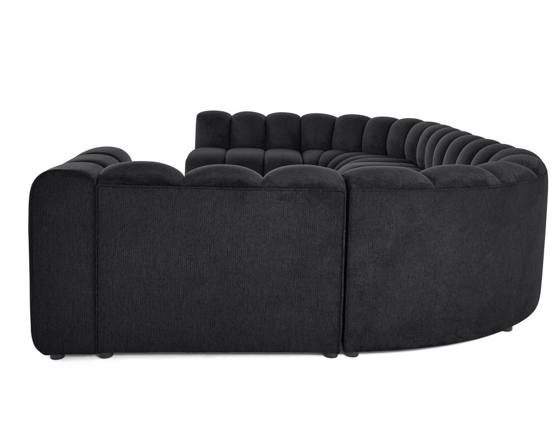 Canapé modulable panoramique d'angle gauche 7 places en tissu texturé Debbie