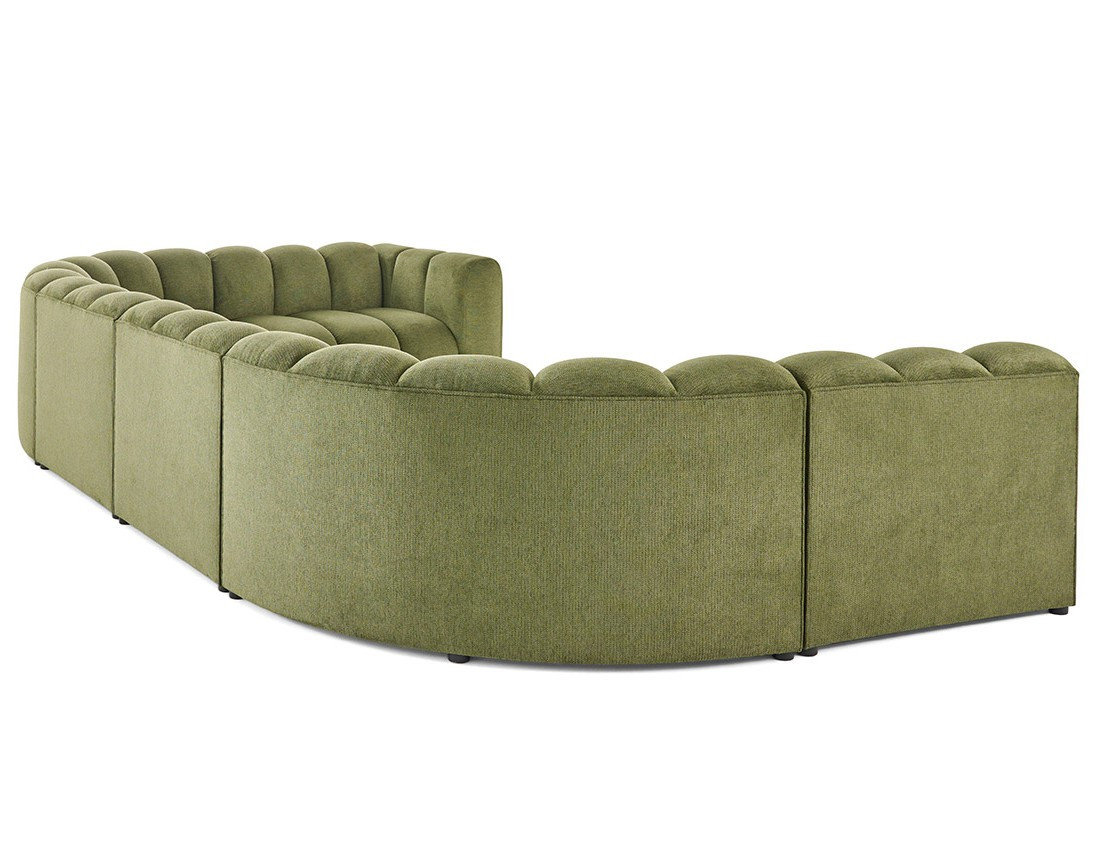 Canapé modulable panoramique d'angle gauche 7 places en tissu texturé Debbie