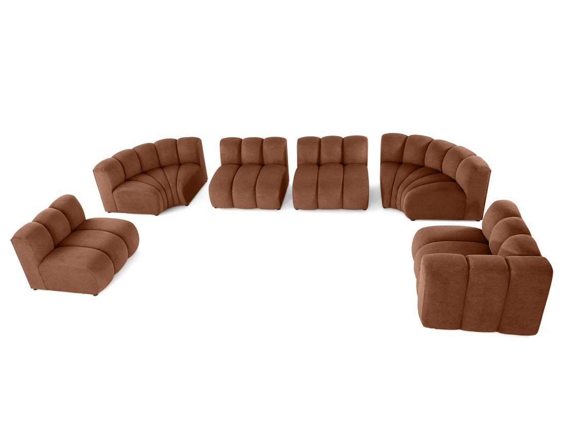 Canapé modulable panoramique d'angle gauche 7 places en tissu texturé Debbie