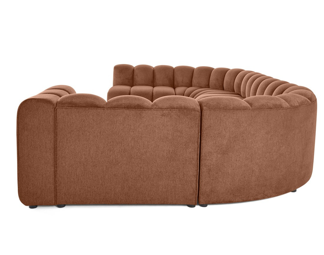 Canapé modulable panoramique d'angle gauche 7 places en tissu texturé Debbie