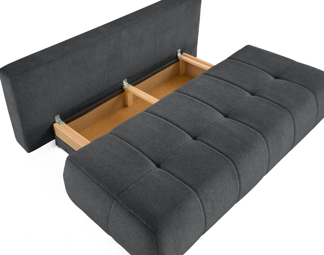 Canapé droit 3 places convertible avec coffre en tissu texturé Bowie