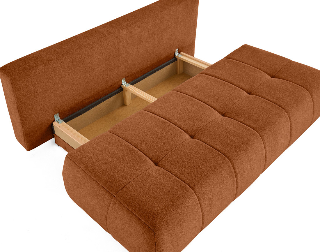 Canapé droit 3 places convertible avec coffre en tissu texturé Bowie