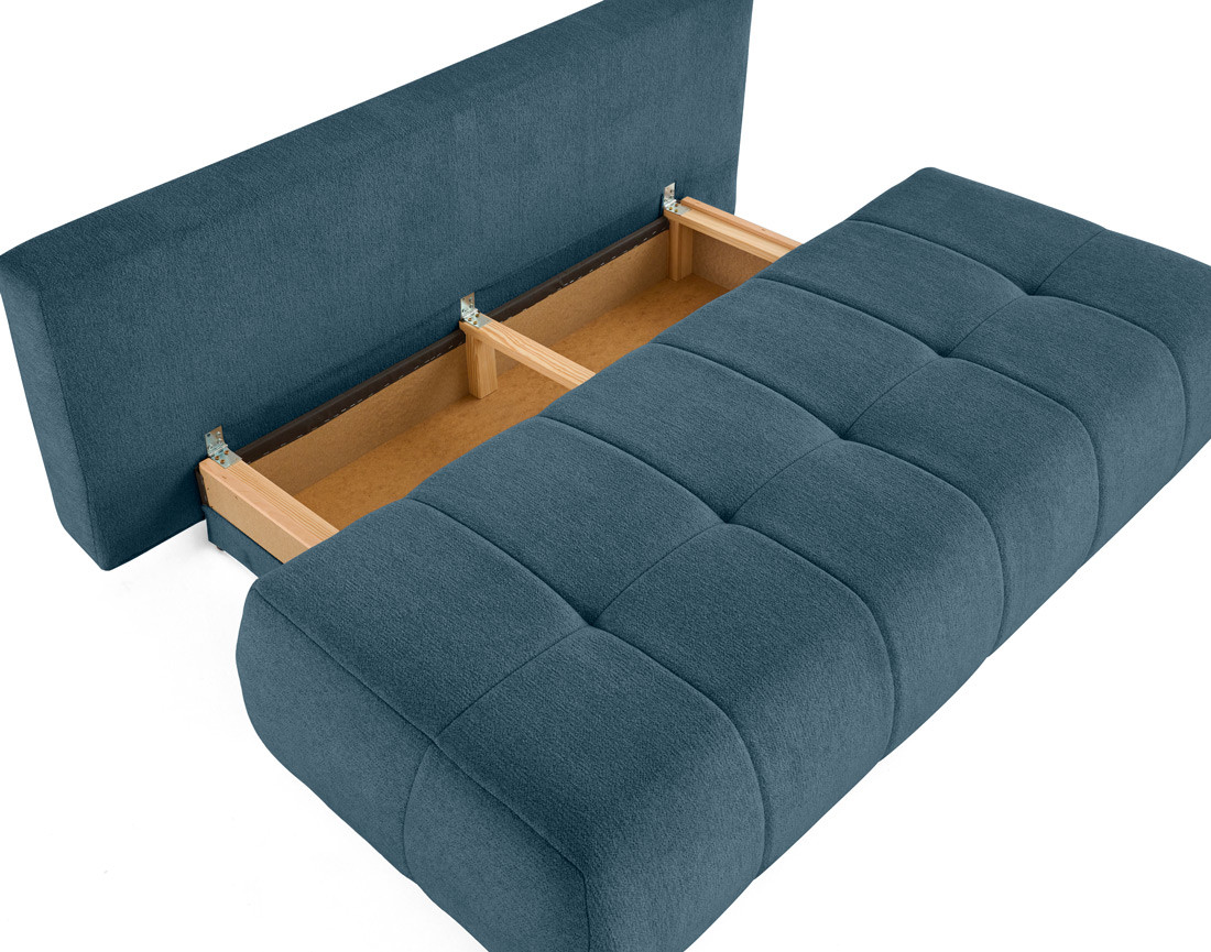 Canapé droit 3 places convertible avec coffre en tissu texturé Bowie