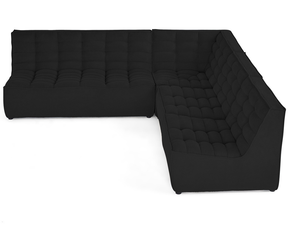 Canapé modulable d'angle réversible 5 places en velours texturé Ellie