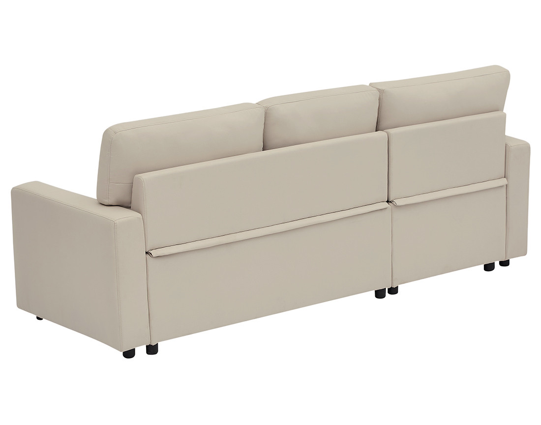 Canapé d’angle 4 places en tissu convertible avec coffre Meiya