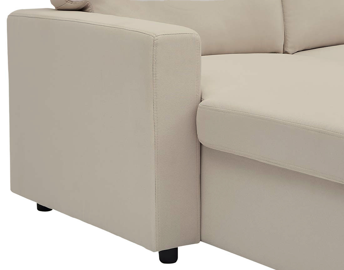 Canapé d’angle 4 places en tissu convertible avec coffre Meiya