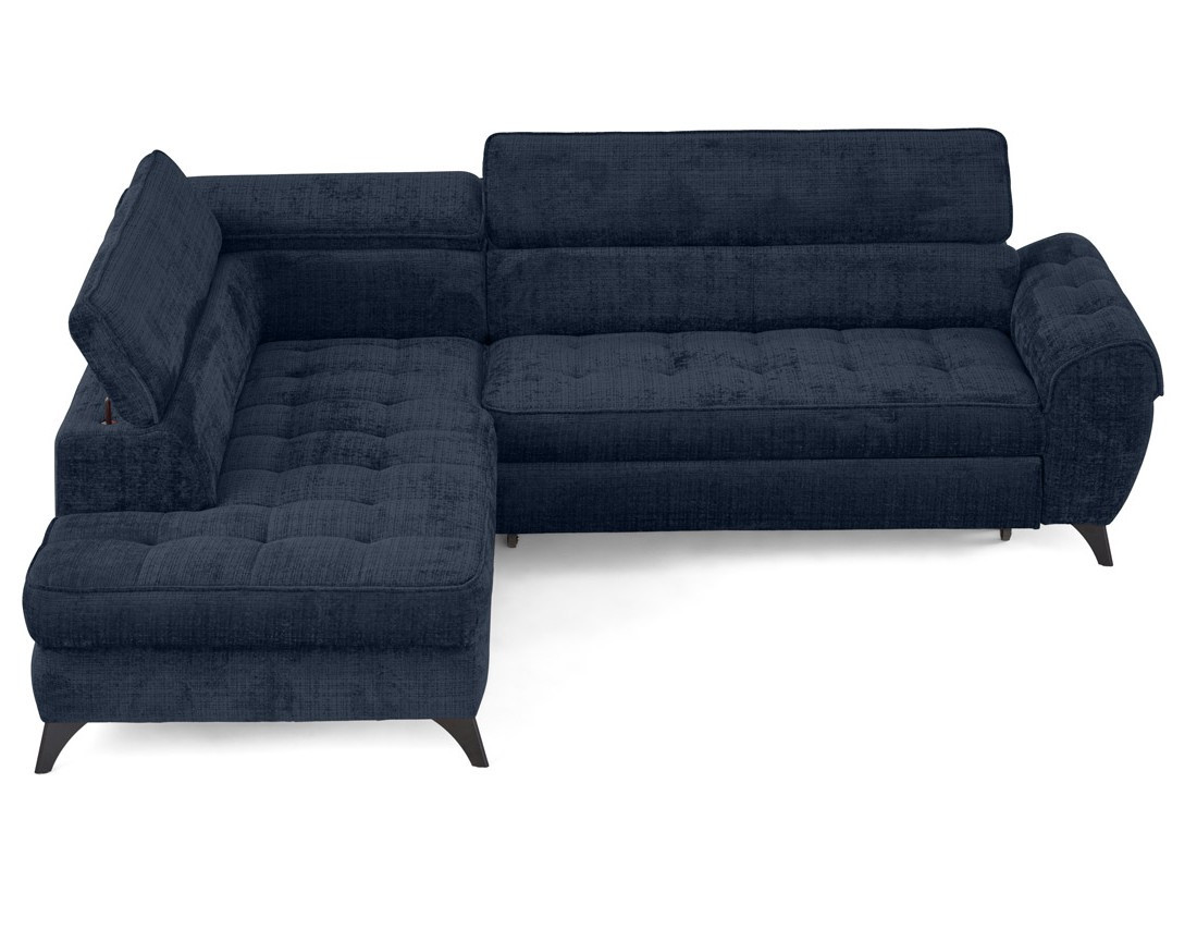 Canapé d'angle gauche convertible avec coffre en velours texturé Marlo