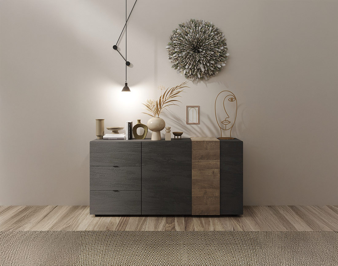 Buffet bas 2 portes et 3 tiroirs 181 cm Leon