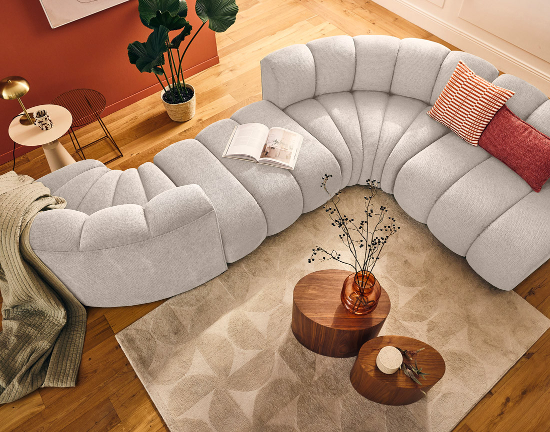 Module d'assise sans accoudoirs en tissu texturé Debbie