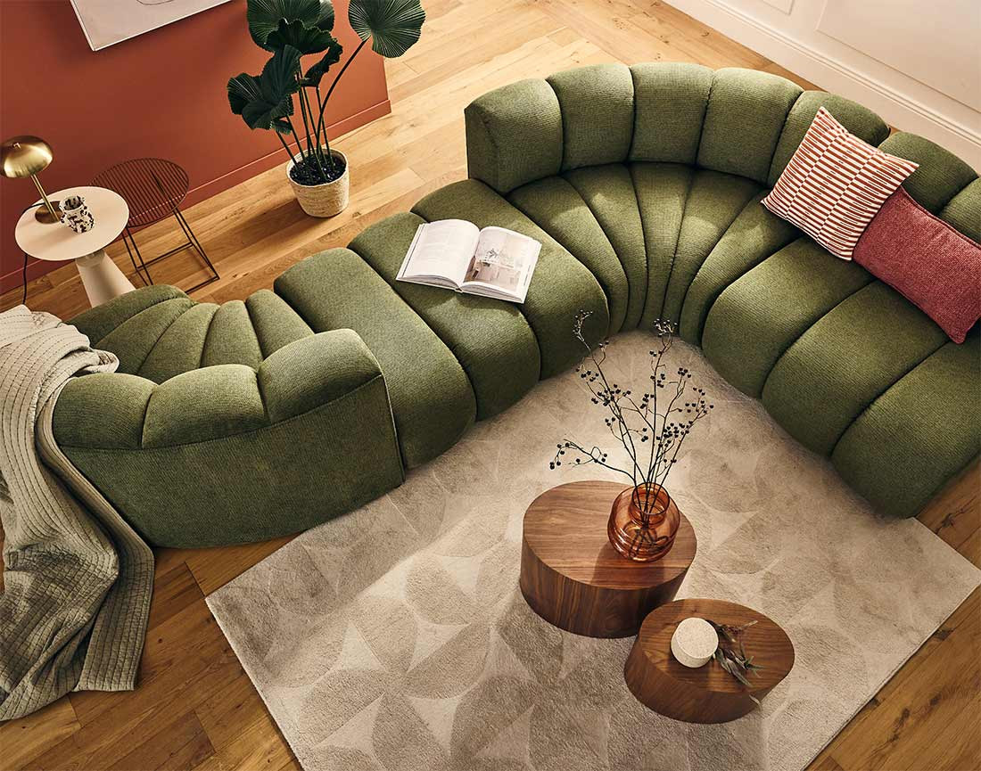 Pouf en tissu texturé Debbie