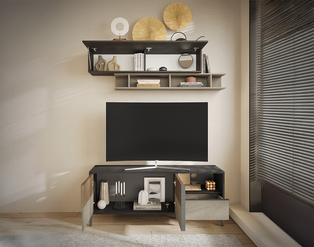 Meuble TV 2 portes et 1 tiroir 156 cm Jules