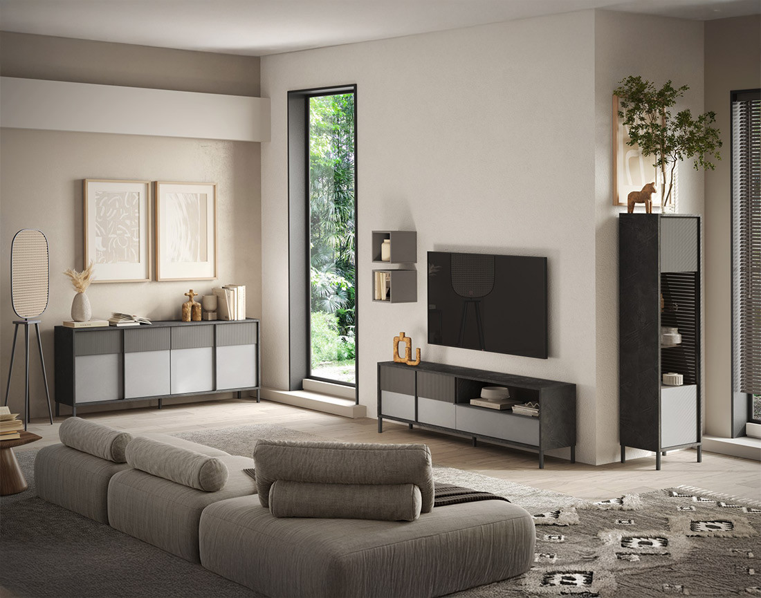 Meuble TV 2 portes et 1 tiroir 206 cm Jules