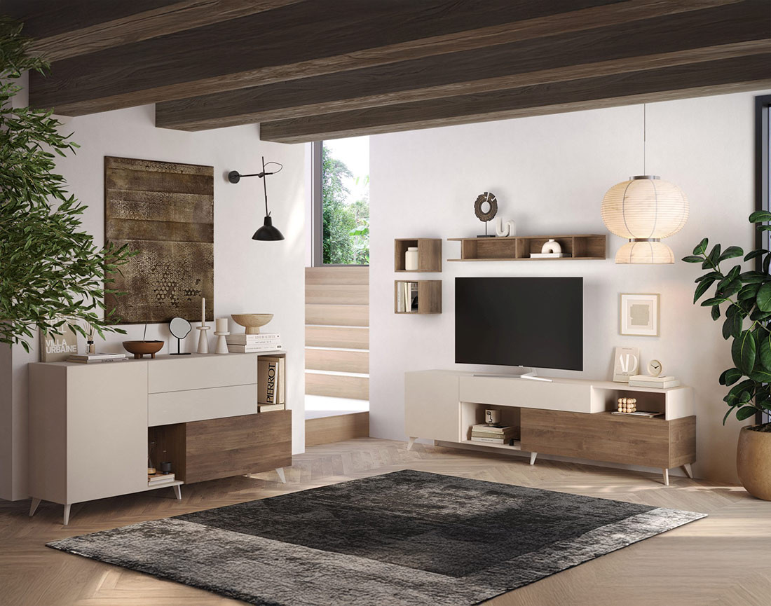 Meuble TV 2 portes et 1 tiroir 241 cm Estelle