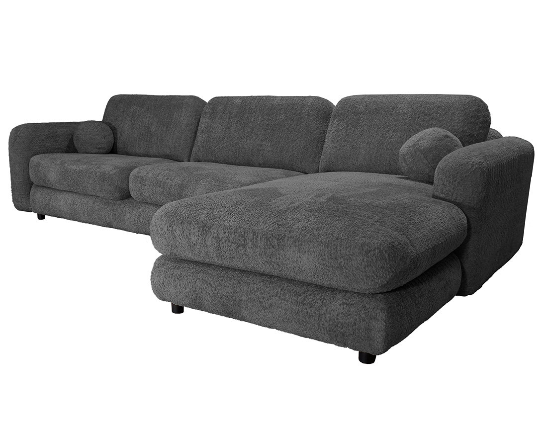 Canapé d'angle droit 4 places en tissu bouclette Rachel