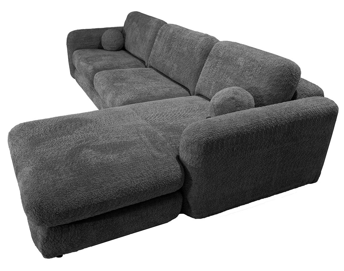 Canapé d'angle droit 4 places en tissu bouclette Rachel