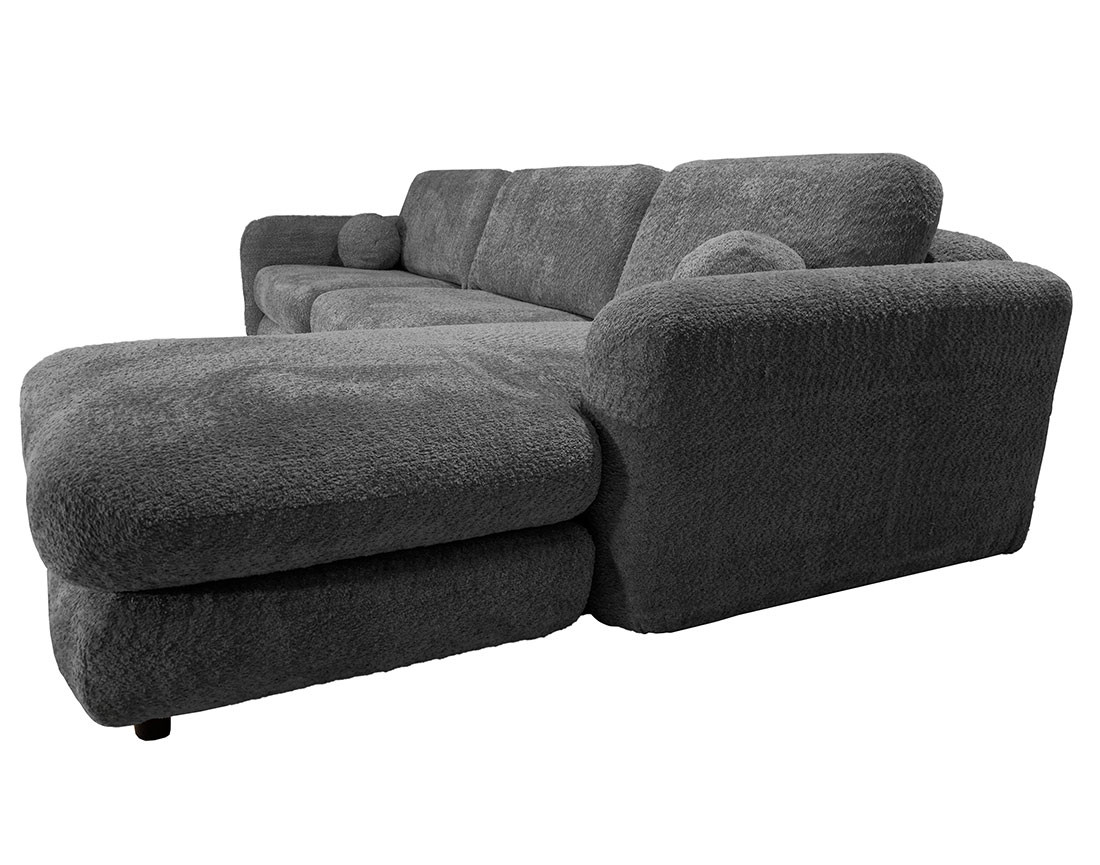 Canapé d'angle droit 4 places en tissu bouclette Rachel