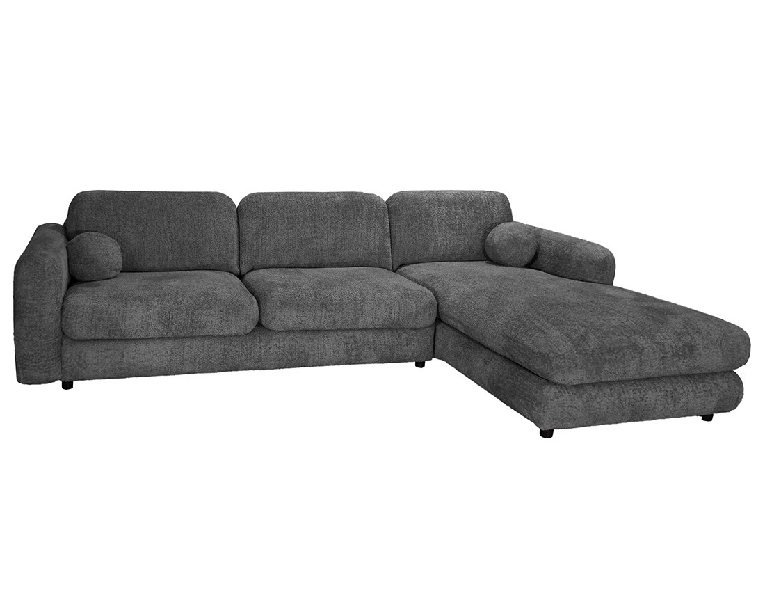 Canapé d'angle droit 4 places en tissu bouclette Rachel