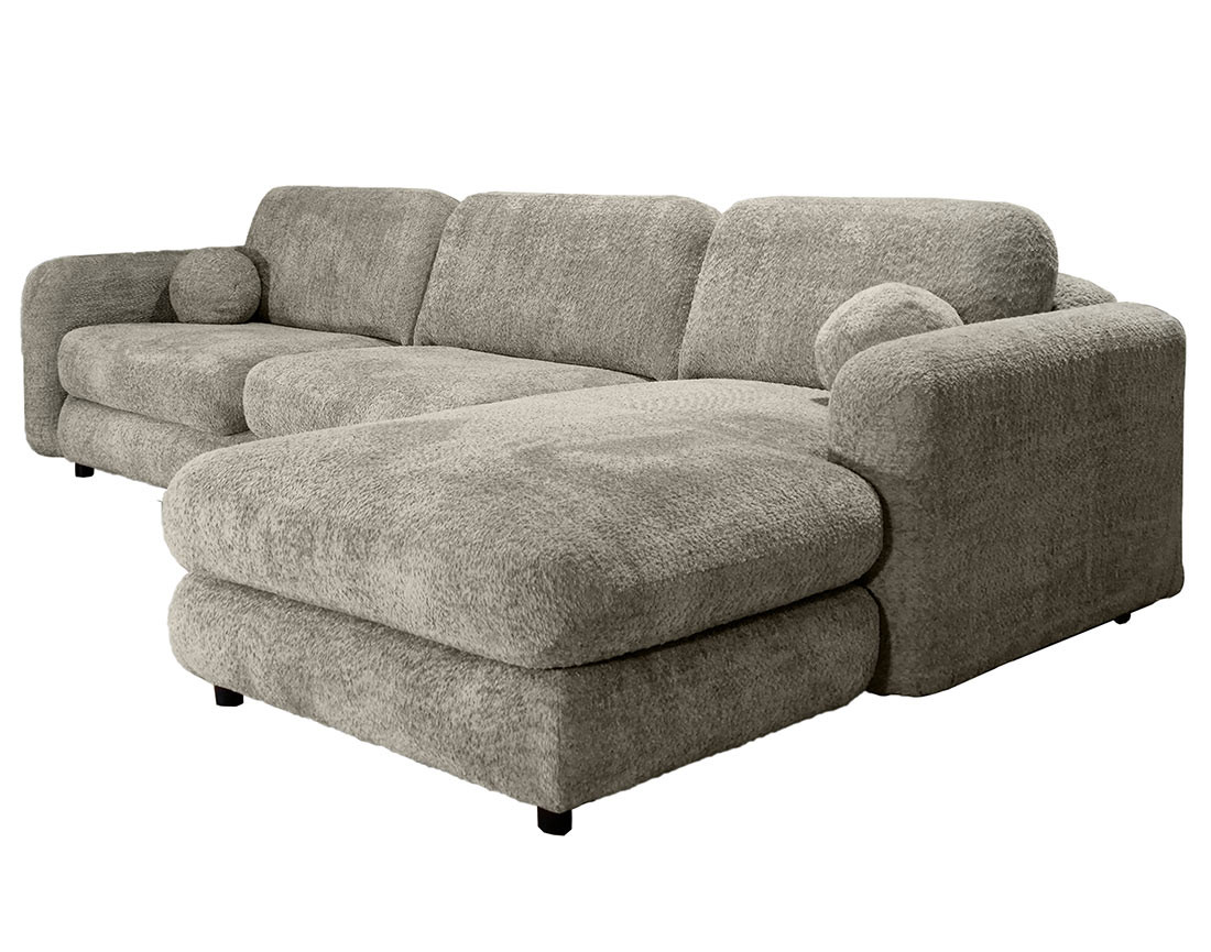 Canapé d'angle droit 4 places en tissu bouclette Rachel