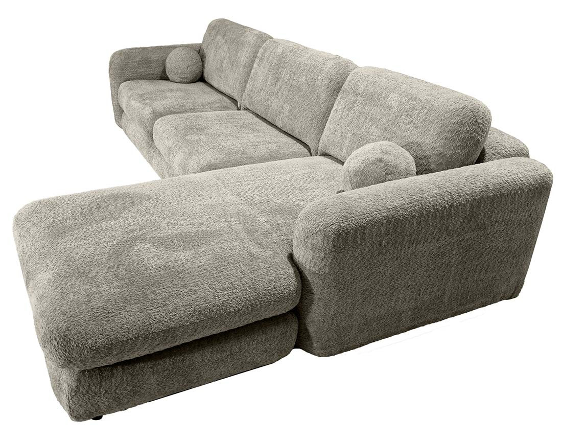 Canapé d'angle droit 4 places en tissu bouclette Rachel