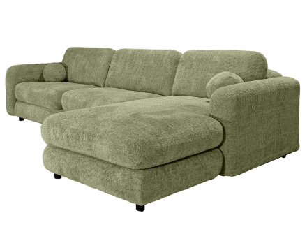 Canapé d'angle droit 4 places en tissu bouclette Rachel
