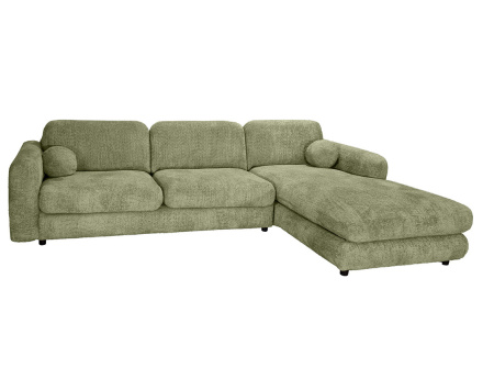 Canapé d'angle droit 4 places en tissu bouclette Rachel