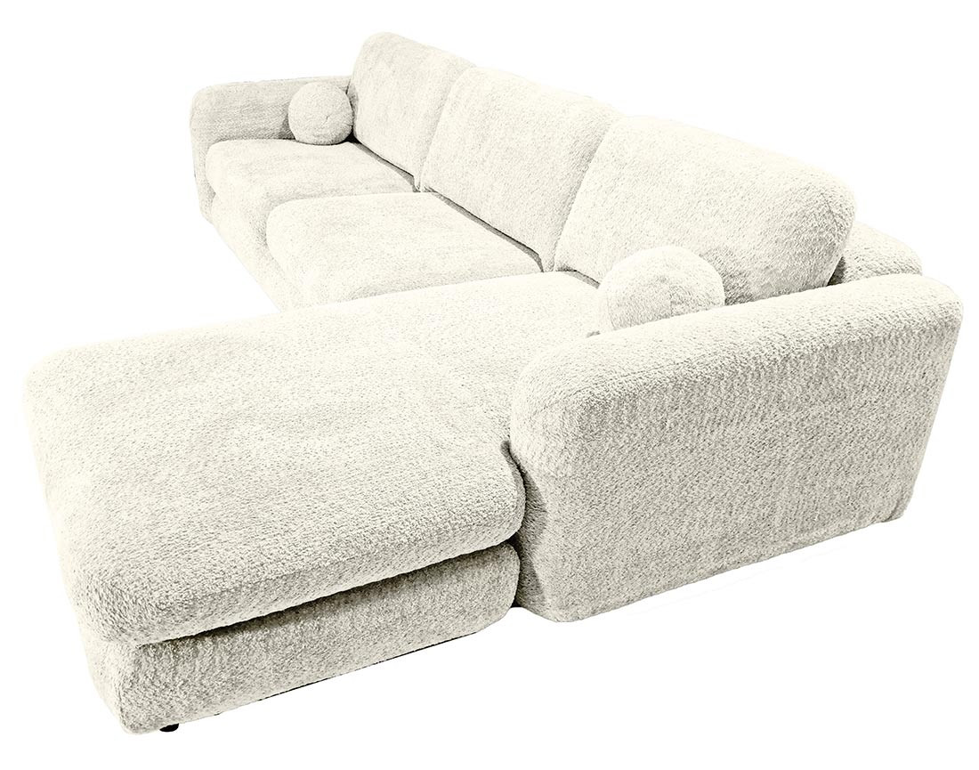 Canapé d'angle droit 4 places en tissu bouclette Rachel
