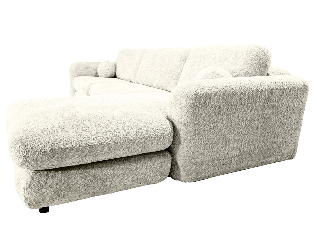 Canapé d'angle droit 4 places en tissu bouclette Rachel