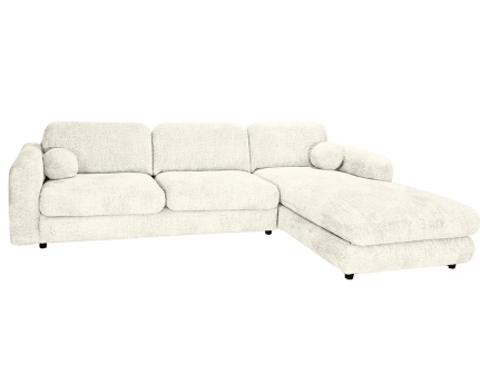 Canapé d'angle droit 4 places en tissu bouclette Rachel