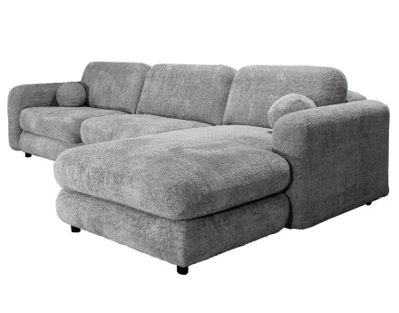 Canapé d'angle droit 4 places en tissu bouclette Rachel