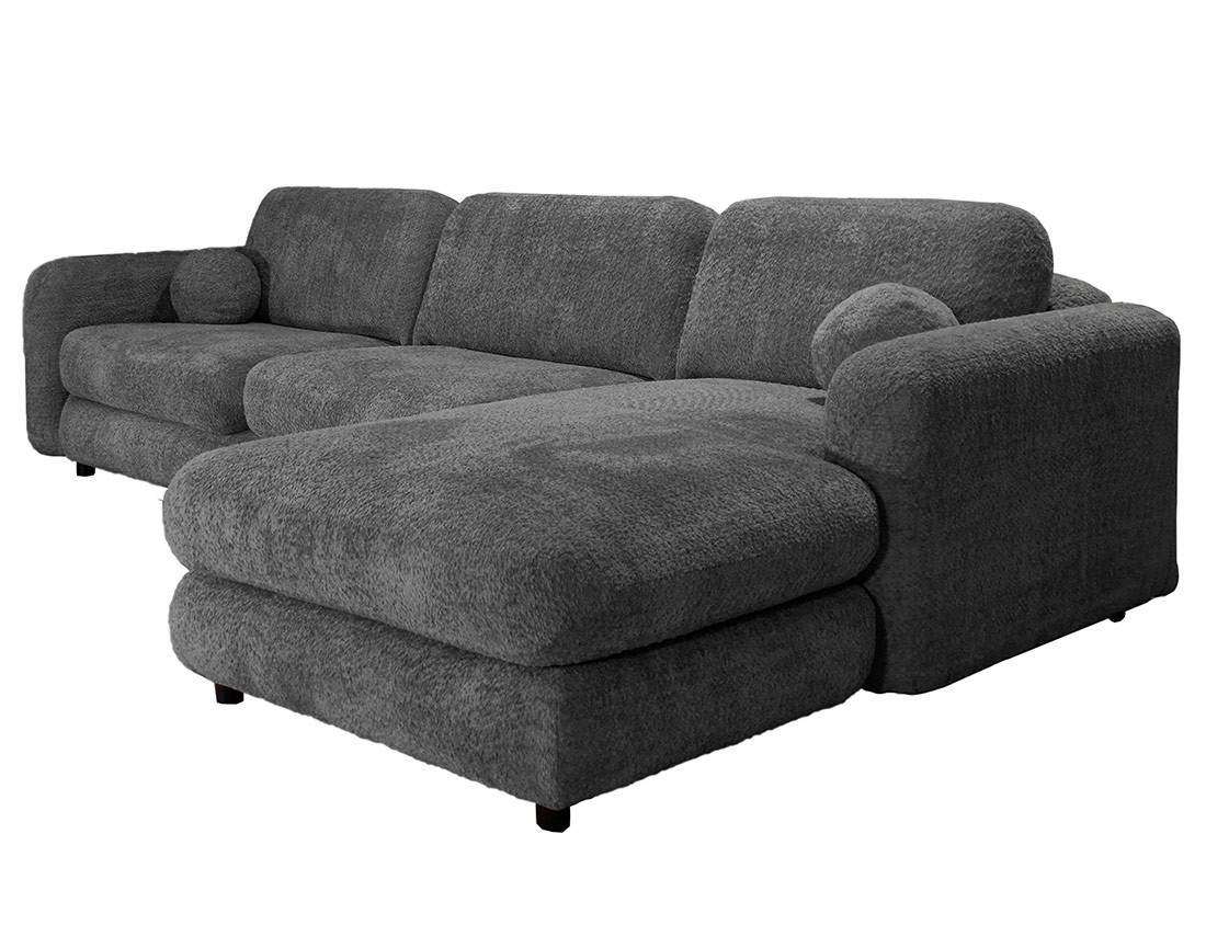 Canapé d'angle droit 4 places en tissu bouclette Rachel
