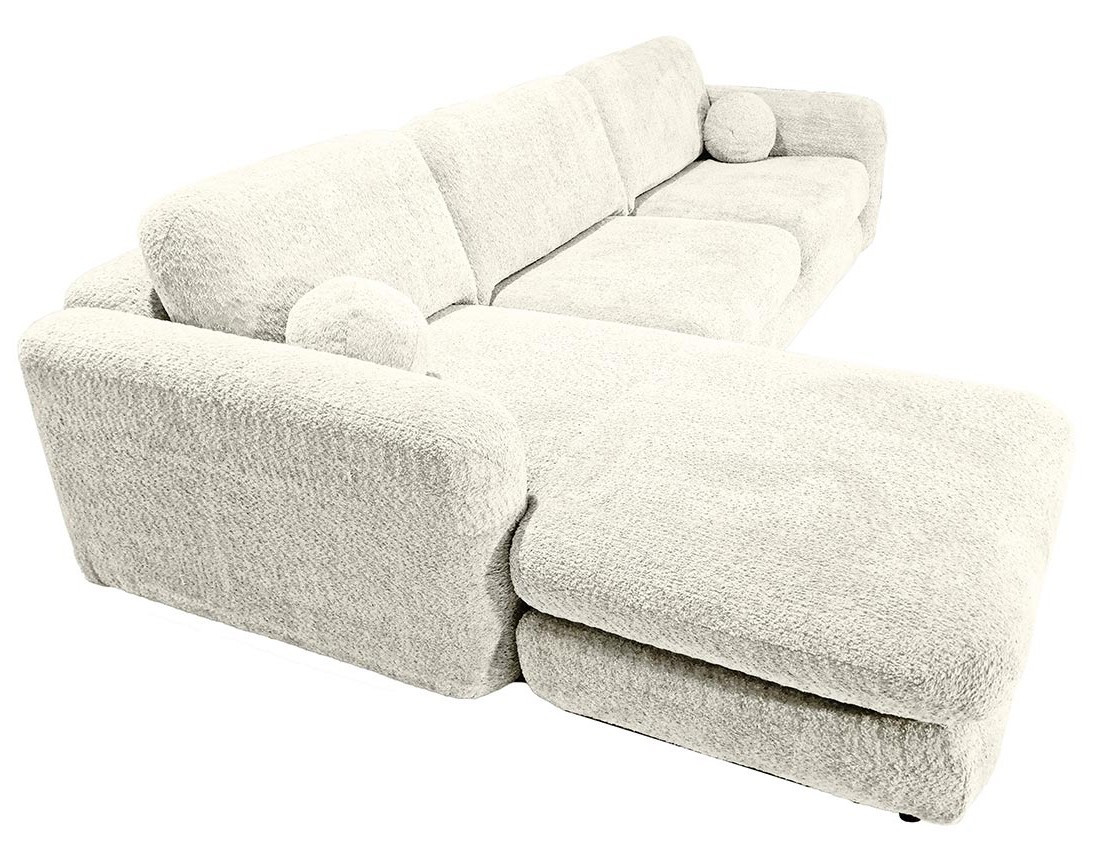 Canapé d'angle gauche 4 places en tissu bouclette Rachel