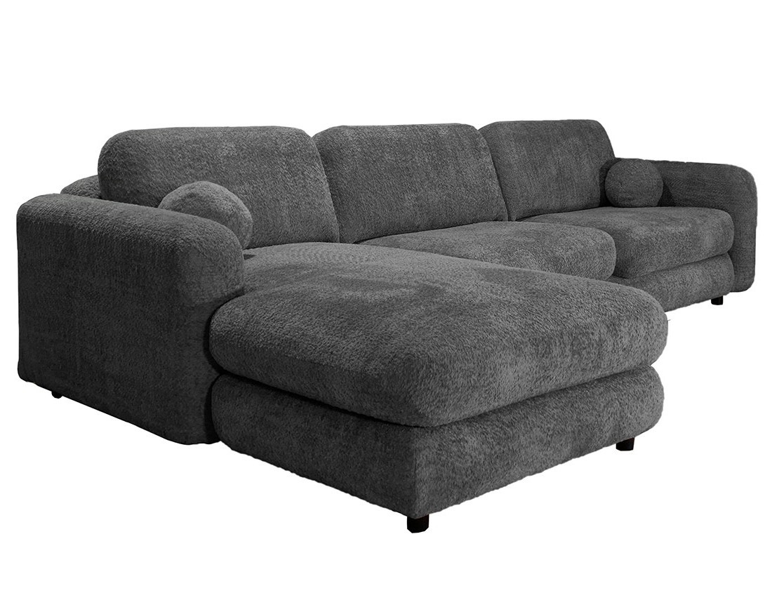 Canapé d'angle gauche 4 places en tissu bouclette Rachel
