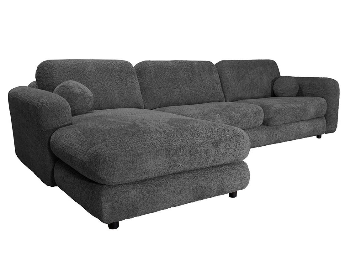 Canapé d'angle gauche 4 places en tissu bouclette Rachel