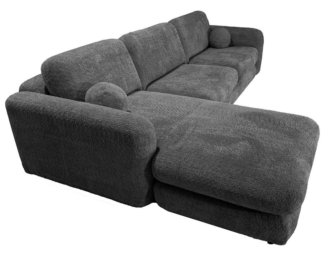 Canapé d'angle gauche 4 places en tissu bouclette Rachel