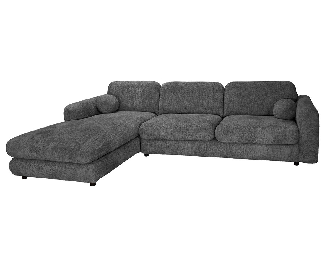 Canapé d'angle gauche 4 places en tissu bouclette Rachel
