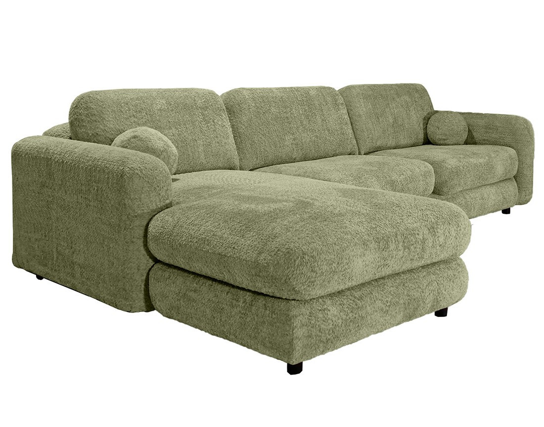 Canapé d'angle gauche 4 places en tissu bouclette Rachel