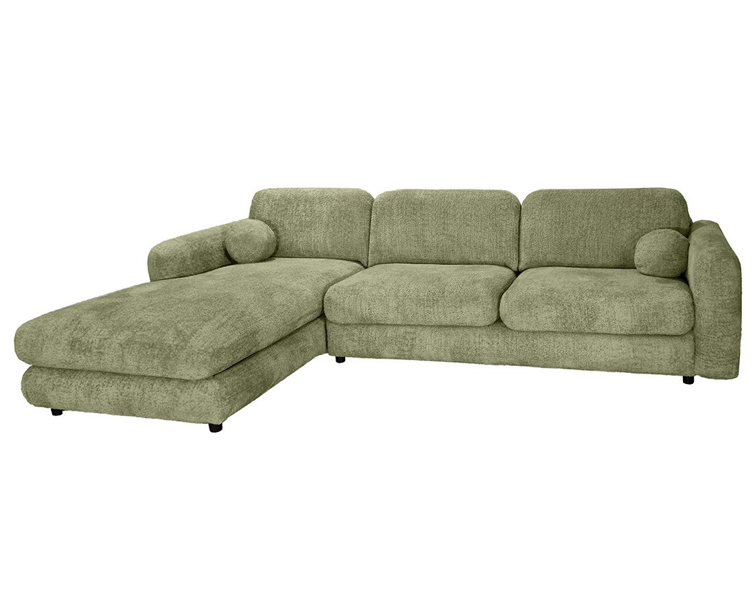 Canapé d'angle gauche 4 places en tissu bouclette Rachel