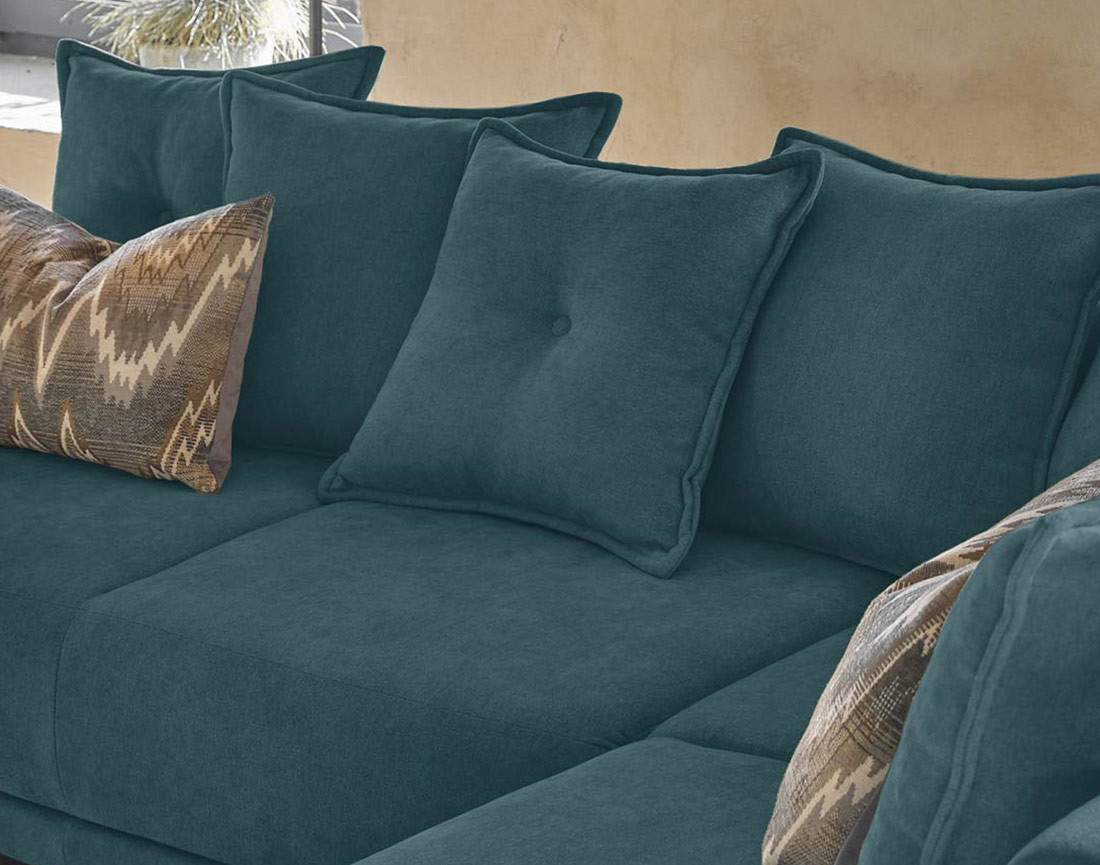 Lena - canapé d’angle droit bleu canard convertible au style scandinave