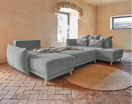 Lena - Canapé scandinave d'angle panoramique convertible droite