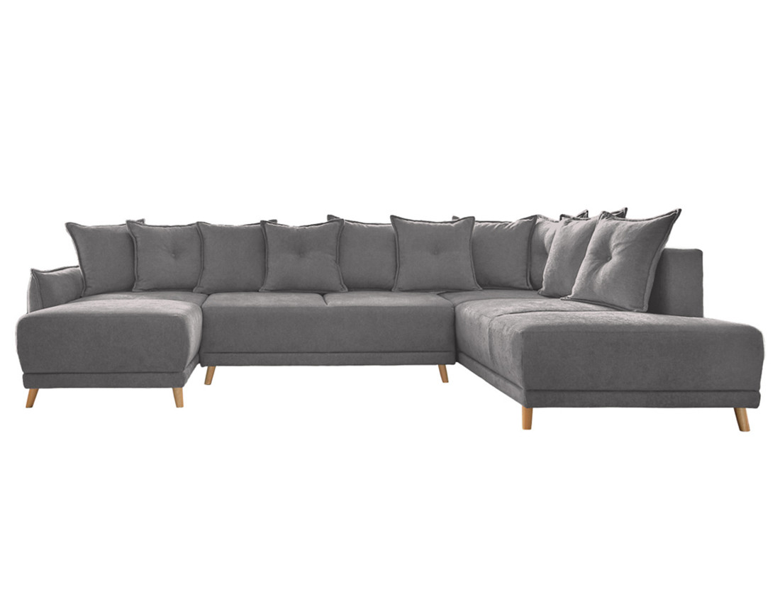 Lena - Canapé scandinave d'angle panoramique convertible droite