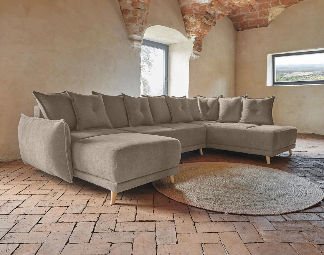 Lena - Canapé scandinave d'angle panoramique convertible droite