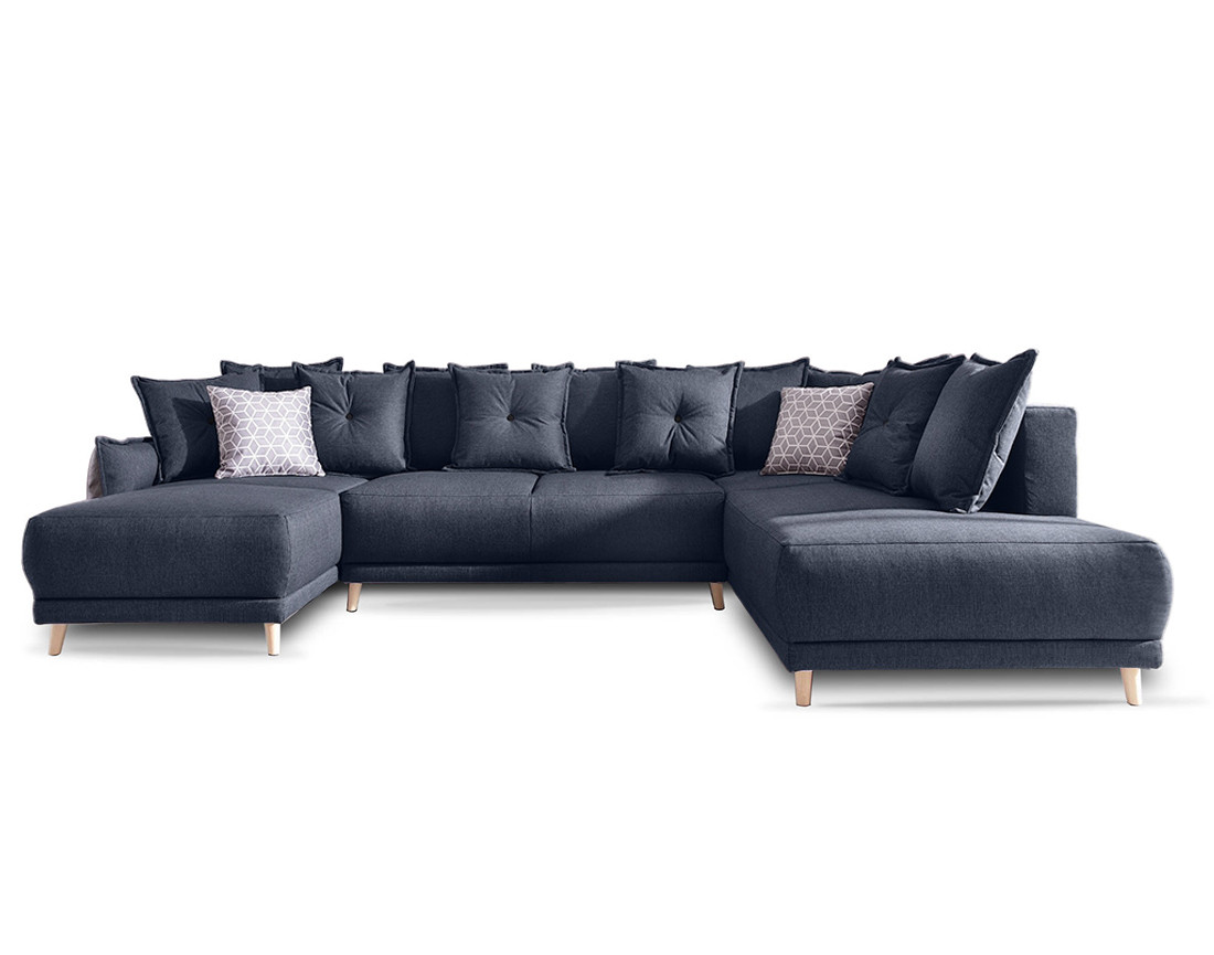 Lena - Canapé scandinave d'angle panoramique convertible droite