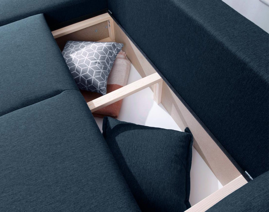 Lena - Canapé scandinave d'angle panoramique convertible droite